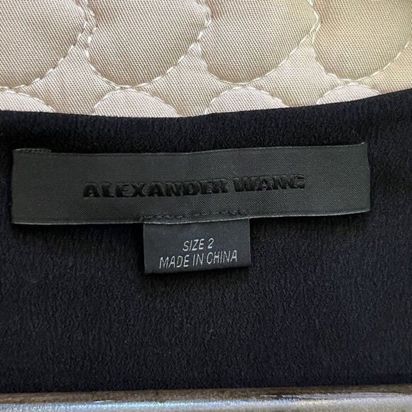 NWOT ALEXANDER WANG Silk Scoop Neck/Hem Tank Sleeveless Blouse Abstract Stripe 2 - Picture 4 of 9